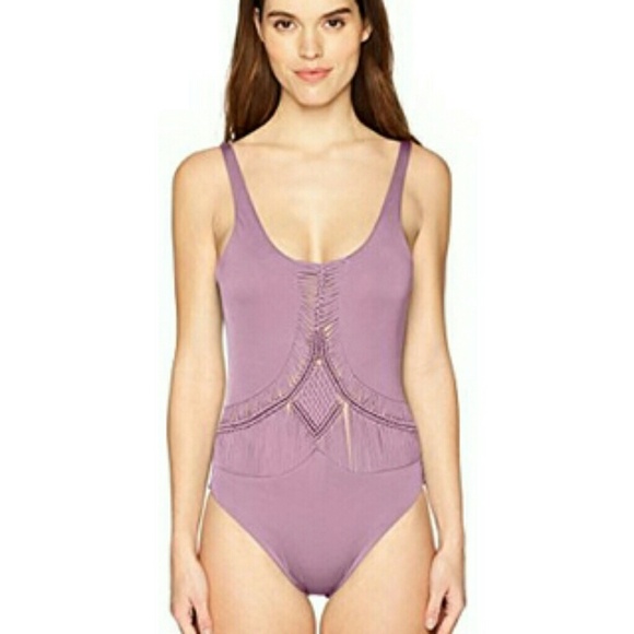 NWT Dolce Vita Lavender One Piece Macrame Swimsuit - Picture 1 of 8